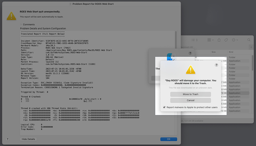 RyuSAK won't open on my M2 MacBook Air. Error report below · Issue